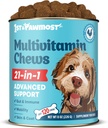 21-in-1 Suņu multivitamīni - Suņu Vitamīni un piedevas vecākiem suņiem un kucēniem - Multivitamīni suņiem ādai, pārnadžiem, sirdi, Imūnsupport - Suņu multivitamīni Košļājami kopīgam atbalstam -120 gab.
