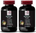 Uztura atbalsts - RESVERATROL COMPLEX - Berry Benefits, Daily Boost, Granātābolu enerģija, Flavorful Boost, Active Lifestyle, Goji Berry Support, Noni Power, Hidratācijas koeficients 2 pudeles 120 Caps