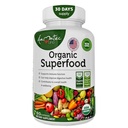 Organic Superfood Greens Fruits and Veggies Complex - Uztura bagātinātājs ar 14 Zaļajiem un 14 Augļi un dārzeņi ar Alfalfa Bagātīgs ar antioksidantu Organiskās sastāvdaļas Ne-ĢMO 60 Kapsulas