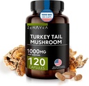 Turcija astes sēņu kapsulas Imūnsistēmas atbalsts, antioksidants un gremošanas īpašības - Sēņu papildinājums 1000mg - 120 Kapsulas - Ekvivalents 15,000 mg organiskās Turcijas astes