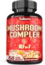 Satoomi 10in1 Sēņu kompleksa papildinājumi - 5 mēnešu piedāvājums - Blended with Lions Mane, Cordyceps, Reishi, Chaga, Maitake, Shitake & Citi - Brain Support - 150 kapsulas