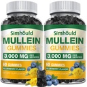 2 Iepakojums bez cukura 3000MG Mullein Gummies - plaušu tīrīt, Mullein Leaf ekstrakts papildinājums elpošanas, organisko Mullein pilieni ar Quercetin un Bromelain plaušu, gremošanas veselība un imūnās