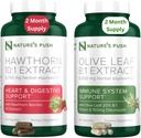 Dabas Push Hawthorn Berry un Olive Leaf Bandle of Super Potent 10:1 Hawthorn Berry Extract (2 Month Supply) un Olive Leaf Super Potent 8:1 Extract 20% Oleuropein 750mg Kapsulas (2 Month Supply)