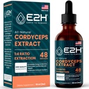 Cordyceps Sēņu papildinājums - ātrāka absorbcija nekā Cordyceps Sēņu kapsulas vai pulveris - mūsu Cordyceps ekstrakts Veicina enerģiju un izturību Atbalsts - Sēņu ekstrakts - 2 Fl Oz by E2H