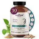 Organic Mood Pills - 60 Kapsulas Organic Ashwagandha Papildinājumi sievietēm un vīriešiem, Ashwagandha Saknes Kapsulas ar Cordyceps, Svētais Bazils & Rhodiola, Samazināt Stress, Palielina Mood un Kognitīvās funkcijas