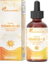 Piesātinājums D3 vitamīns ar K2 šķidruma pilieniem (kā Lichen) +K2 komplekss: kaulu un sirds veselības formula Imūnsupports un enerģija - ātrāka absorbcija Ne-GMO, vegans Alkohols - bez cukura 1 Fl Oz
