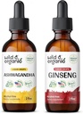 Savvaļas un organiskās ašvagandas Tincture 4 fl oz & ginseng Tincture 4 fl oz