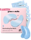 Greasion & stella balva, kas iegūta zem acu maskas, samazina tumšos lokus, piesūcinātas acis, zemacu somas, grumbas, gels zem acu patches, dzimšanas dienas dāvanas sievietēm - Vegan Cruelty-free Self care (48 pāri, zils)
