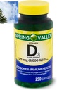 Spring Valley D3 vitamīns Softgels, 125 μg uz Softgelu, 5 000 SV, 250skaits