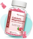 Augsta Absorbcija Kalcija Gumijas, Bezcukura kalcija Magnija Cinka Gumijas ar D3 vitamīnu vīriešiem un sievietēm, Persiku uzliesmo 60 Cts