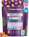 Ashwagandha Gummies and Lions Mane Mushroom Gummies Papildinājums - Organic - Reishi, Cordyceps, Turcija Taile, Maitake, Šitake, Chaga - Imūnās aizsardzības, palielina kognitīvo sniegumu, Vegan, Low Carb