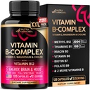 B vitamīna komplekss vīriešiem un sievietēm - ražots ASV - B-komplekss: B1, B2, B3, B5, B6, B7, B8, B9, B12 ar C vitamīnu, holīnu, inozitolu - enerģija, smadzenes un sirds atbalsts, 120 Vegan kapsulas