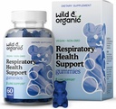Savvaļas un organiskās Lung Detox Gummies - 1000 mg Mullein Gummies for Lungs Cleanse - Dabiskie papildinājumi ar Mullein Leaf ekstraktu un sēņu sēnīti - 60 Vegan, Non-GMO Chews