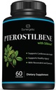 Premium Pterostilbene papildinājums – Pterostilbene ar Resveratrol & Quercetin – Atbalsta veselīga novecošana – dabas avots Pterostilbene 100mg uz apkalpo – 60 kapsulas