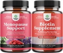 Bandle of Complete Herbal Menopause Papildinājums Nakts Sviedes & Mood ar Dong Quai Vitex Chaste Berry & Black Cohosh un Pure Biotin tabletes shiny Biezs matu augšanu - iegūt skaidrs ādas Strong Nails