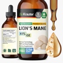 BIO KRAUTER Lions Mane Šķidrais ekstrakts - Sēnes papildinājums smadzeņu atbalstam - Vegan Lions Mane Papildinājums - Alkohola un bezcukura pilieni - 4 Fl.Oz.