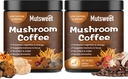 (2 Iepakojums) Sēņu kafija Gludumiem/Latte, Sēņu pulveris Blend (57 Kalpojumi) ar Lions Mane, Reishi, Cordyceps, Turkey Aste, Chaga - Sēņu papildinājums enerģijai, Focus, Imūn- 8 oz