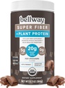 Bellway Super Fiber + proteīna pulveris, bez cukura Organic Psyllium Husk Fiber papildinājums pulveris ar 20g augu proteīns Per kalpo, Rich Chocolate, 12.7 oz