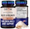 audzēt vitamīnu Multi-kolagēna kapsulas - I, II, III, V & X tips; hidrolizēts maisījums ar biotīnu un C vitamīnu matiem, ādai, nagiem; 90 kapsulas