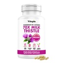 Vitapia Organic Milk Thistle ekstrakts 70:1 Papildinājums - Aknu tīrīšana Detox & Remonts, Aknu veselības atbalsts, Antioksidanti - 120 Vegan kapsulas, ne ĢMO, bez lipekļa