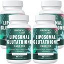 8-in-1 Liposomālais glutations 2400 MG, augstas absorbcijas antioksidanta formula – ar hialuronskābi, alfa-liposkābi, resveratrolu - ādu, aknām, detoksu un imūno sistēmu, 240 softgeliem.