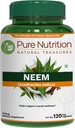Tīrs uzturs Neem Kapsulas 700mg. (ekvivalents līdz 2600mg Neem Leaf Pulveris un Bark Pulveris) NeĢMO 