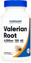 Nutricost Valerian Root Kapsulas (1000mg Per Serving) 120 Kapsulas - 4 000mg Ekvivalents Per Serving (4:1 ekstrakts), Veģetārs Caps, bez lipekļa, ne-GMO