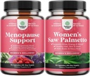 Bundle of Menopause Papildinājums Hot Flashes ar Dong Quai Vitex Chaste Berry & Black Cohosh & Extra Streng Saw Palmetto sievietēm 500mg - DHT bloķētājs Matu izkrišana Papildinājums ar Maca Root & Biotin