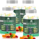 BIO VITALICA Sēņu gumijas – 10 Sēņu komplekss ar Lionas mane, Reisi, Chaga, Cordyceps & More – Augļveida Vegan Gumies – Non-GMO, Gluten-Free, Plant-Based – 4 pakas