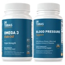 Dr. Tobias Omega 3 Zivju eļļa un Asinsspiediena Papildinājumi Sirds, smadzeņu, imūnās, asinsrites veselības, ar C vitamīnu, B6, B12, Niacin, Folātu un herbs