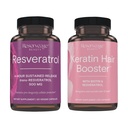 Reserveage Beauty, Resveratrol 500 mg, Antioksidants Papildinājums sirds un šūnu veselībai 30 Caps & keratīna Matu Booster ar Biotin & Resveratrol, Matu un nagu augšanas Papildinājums 120 Caps