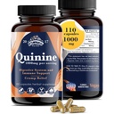 Hinīns kāju krampjiem 1000 mg - 110 kapsulas - Cinchona Bark ekstrakta papildinājums - Hinīna kapsulas - Vegāns, ne- ĢMO
