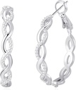 Senteria 925 Sterling Silver Auskaru apvalki sievietēm Viegls svars Twisted Hoop Auskaru apvalki ar kubisku cirkoniju Hipoalerģisks Hoops Auskaru apvalki (20/3/40/50/60MM)