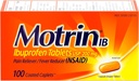 Motrīna IB, Ibuprofēna 200 mg tabletes, sāpes Reliveris un drudzis Muskuļu sāpes, galvassāpes, muguras sāpes, menstruālie krampji un nelielas sāpes, NPL, 100 Ct