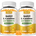 2 Iepakojums Acetil-L-karnitīns papildinājums, dabas uzturs papildinājums Boost Energy, imunitāte, Vegan, Orange Flavor, 120 Skaits