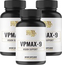Zelta pēc 50 VpMax-9 - Acu kopšanas un antioksidantu Papildinājums ar acu vitamīniem, luteīnu, likopēnu un melleņu ekstraktu - 3 pudeles