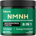 8in1 NMNH - NMN papildinājums Alternatīva - NAD papildinājums atbalsta NAD līmeņi Pievienots Fisetīnu, Resveratrol, Quercetin, Turmeric, Berberine, Vitamīnu D3 & C - 60 Skaits 30 dienas