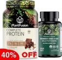 PlantFusion Protein Pulveris & Organic Sieviešu Multivitamīnu Bundle – 21g Augu bāzes proteīns ar BCAAs, Tīras sastāvdaļas, & Garšīgs Flavor Plus 19 Essential Vitamīni enerģijai, immunity & Heart Hea