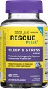 Bahs Rescue Plus Miega & Stress Atbalsts Gumijas, Nakts uztura papildinājums ar 1mg Melatonin, Ashwagandha, Chamomile, Lavanda & vitamīns B6, 60 Gumijas (iepakojums no 3)