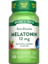 Dabas patiesība Melatonīna tabletes - 12mg - 120 Skaits -- Natural Berry Flavor -- Ātri izšķīdina -- Vegan, non-GMO un lipekļa bezmaksas papildinājums