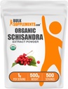 BulkSupplements.com Organic Schisandra Extract Powder - Schisandra Pielikums, no Schisandra Ogas, Herbal Pielikums - bez lipekļa - 1g per Serving, 500g (1,1 mārciņas) (1. iepakojums)