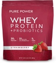 Dr. Mercola Pure Power Sūkalu proteīns + probiotikas - atbalsta muskuļu reģenerācijas un gremošanas veselība - ganību-sūkas - MCTs & Fiber - Vanilla - 31 oz (22 Kalpo) - zemeņu