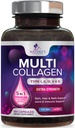 Multikolagēna papildinājums 2400 mg - I, II, III, V un X tips Multi kolagēna peptīdi Tabletes sievietēm un vīriešiem, Hidrolizēti kolagēna papildinājumi, Matu, ādas, nagu, & locītavu atbalsta papildinājums - 180 kapsulas