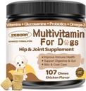 Suņu multivitamīni ar minerālvielām vispārējai veselībai - suņu vitamīni un piedevas ar glikozamīnu, probiotikas puppy un senioru suņiem ar minerālvielām - Omega 3 zivju eļļa ādai un apvalkiem - 107 košļājamās rotaļlietas