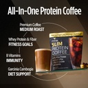 VitaCup Slim Protein Coffee Shake for Diēta atbalsts, Instant Coffee w / Whey Protein pulveris, B Vitamīni & Fiber, Dietitian Izstrādāts sniegumu un garša, Make kā ledus kafiju vai Shake, 20 Kalpo