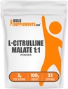 BulkSupplements.com L-Citrulline Malate 1:1 Pulveris - Citrulīna pulveris, Aminoskābes papildinājums - bez uzliesmojošu un lipekļa - 3 g per Servings, 100g (3.5 oz) (1. iepakojums)