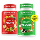 UpNourish Organic Augļi un Veggies Papildinājums - Atbalsts Diēta balanss, Ķermeņa tīrīšana un enerģija - 480 Augļi un Super Greens Kapsulas no dabas - Augļu un dārzeņu piedevas pieaugušajiem un bērniem