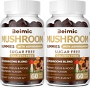 Sēnes Gumijas - 10x Sēņu Papildinājums ar Ashwagandha un Lions Mane (120 Chews) Nootrop Smadzeņu Papildinājums, Imūnsupport & Stress Relief (2.iepakojums)
