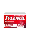 Tylenol Extra Strength Sāpes Reliver & Drudzis Samazinātājs, Apaļas apvalkotas tabletes, 500 mg Acetaminofēns Sāpes atvieglošanas tabletes galvassāpes, zobu sāpes un neliels artrīts Sāpes, 24 sn