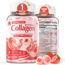 Kolagēns Peptīds Gumijas sievietēm un vīriešiem bez cukura, multikolagēns Hidrolizēts w/ 1500 mg I, II, III, V, X, 5000mcg Biotīns, metilēts B12 vitamīns C E D3 B6 ādas matu nagiem, kaulos, 60Cts